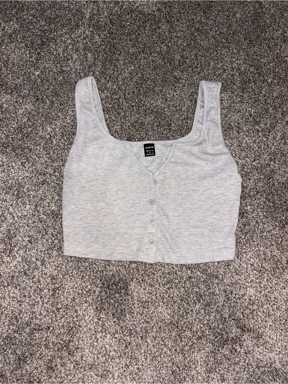 Sleeveless Button-Front Ribbed Crop Top - Light Gray